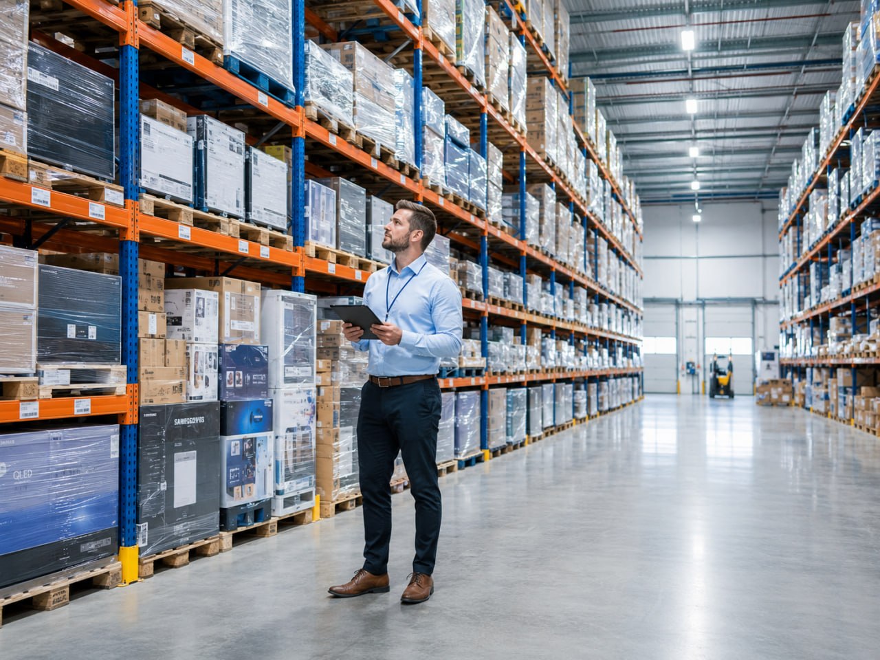 Warehouse inventory manager with tablet